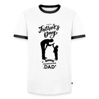 Fête des pères-Bonne fête des pères - T-shirt contrasté Homme - blanc/noir - Devant - AI Model Female 172 light (172cm) & AI Model Male 178 dark (178cm)