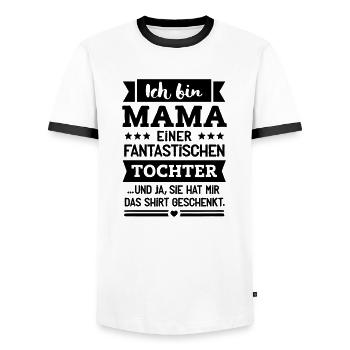 Mama und super Tochter - Männer Kontrast-T-Shirt - Weiß/Schwarz - Vorne - AI Model Female 172 light (172cm) & AI Model Male 178 dark (178cm)