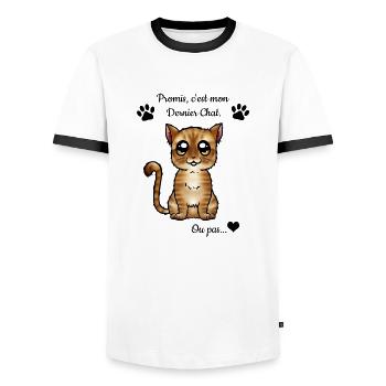 Européen - Roux - T-shirt contrasté Homme - blanc/noir - Devant - AI Model Female 172 light (172cm) & AI Model Male 178 dark (178cm)