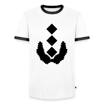 Oberst Dienstgrad - Männer Kontrast-T-Shirt - Weiß/Schwarz - Vorne - AI Model Female 172 light (172cm) & AI Model Male 178 dark (178cm)