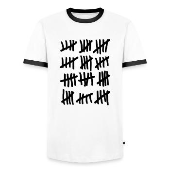 Soixante décompte - T-shirt contrasté Homme - blanc/noir - Devant - AI Model Female 172 light (172cm) & AI Model Male 178 dark (178cm)