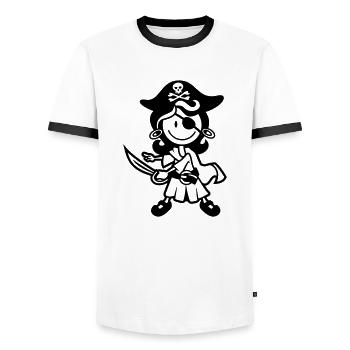 vl086a_piratenbraut_1c - Männer Kontrast-T-Shirt - Weiß/Schwarz - Vorne - AI Model Female 172 light (172cm) & AI Model Male 178 dark (178cm)