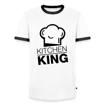 kitchen_king_rp1 - Männer Kontrast-T-Shirt - Weiß/Schwarz - Vorne - AI Model Female 172 light (172cm) & AI Model Male 178 dark (178cm)