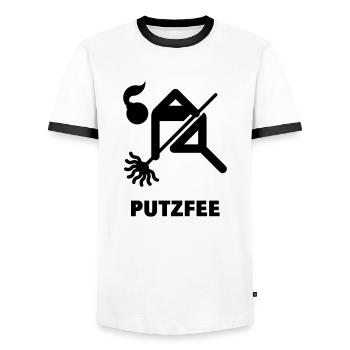 Putzfee / femme de ménage - T-shirt contrasté Homme - blanc/noir - Devant - AI Model Female 172 light (172cm) & AI Model Male 178 dark (178cm)