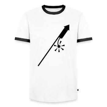 feuerwerk_f1 - Männer Kontrast-T-Shirt - Weiß/Schwarz - Vorne - AI Model Female 172 light (172cm) & AI Model Male 178 dark (178cm)