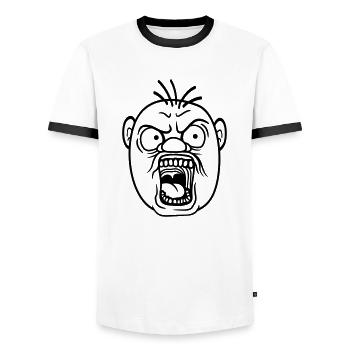 screaming man boes bruellen wuetend sour veraerg - Men's Ringer Shirt - white/black - Front - AI Model Female 172 light (172cm) & AI Model Male 178 dark (178cm)