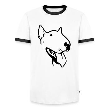 Bull Terrier Terrier Bulldoge Pit Bull - T-shirt contrasté Homme - blanc/noir - Devant - AI Model Female 172 light (172cm) & AI Model Male 178 dark (178cm)
