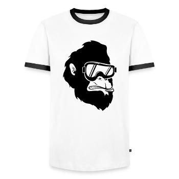 ski_gorilla_001 - Men's Ringer Shirt - white/black - Front - AI Model Female 172 light (172cm) & AI Model Male 178 dark (178cm)