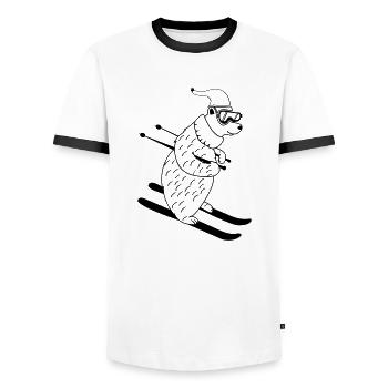 ski baer 01 - Männer Kontrast-T-Shirt - Weiß/Schwarz - Vorne - AI Model Female 172 light (172cm) & AI Model Male 178 dark (178cm)