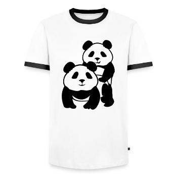 Panda style - Men's Ringer Shirt - white/black - Front - AI Model Female 172 light (172cm) & AI Model Male 178 dark (178cm)