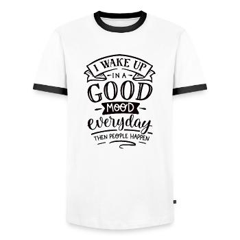 I wake up in a good mood Everyday Then People - Männer Kontrast-T-Shirt - Weiß/Schwarz - Vorne - AI Model Female 172 light (172cm) & AI Model Male 178 dark (178cm)