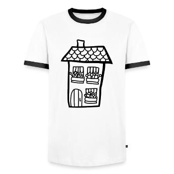 Kinder Haus Gemalt - Männer Kontrast-T-Shirt - Weiß/Schwarz - Vorne - AI Model Female 172 light (172cm) & AI Model Male 178 dark (178cm)