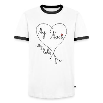 my music - my rules - Männer Kontrast-T-Shirt - Weiß/Schwarz - Vorne - AI Model Female 172 light (172cm) & AI Model Male 178 dark (178cm)
