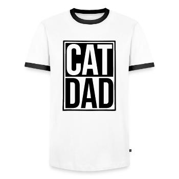 Logo Shield Cat Dad - Men's Ringer Shirt - white/black - Front - AI Model Female 172 light (172cm) & AI Model Male 178 dark (178cm)