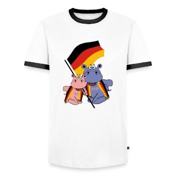 fahne fussball germany hippo hippo kinder baby - Men's Ringer Shirt - white/black - Front - AI Model Female 172 light (172cm) & AI Model Male 178 dark (178cm)