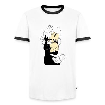 TShirt Fille Parfait Chevaux Blonde Robe Noir 2022 - T-shirt contrasté Homme - blanc/noir - Devant - AI Model Female 172 light (172cm) & AI Model Male 178 dark (178cm)