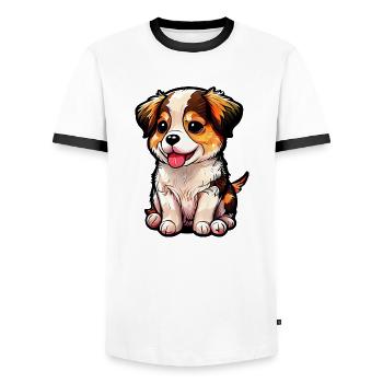 Doggy's charm, sweet snuffle - Men's Ringer Shirt - white/black - Front - AI Model Female 172 light (172cm) & AI Model Male 178 dark (178cm)