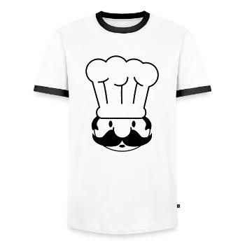 cook - Men's Ringer Shirt - white/black - Front - AI Model Female 172 light (172cm) & AI Model Male 178 dark (178cm)
