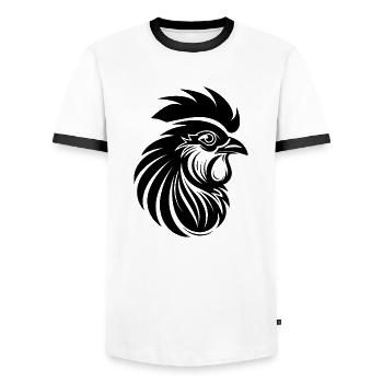 Chicken Chicken House Poultry Rooster Farm - Men's Ringer Shirt - white/black - Front - AI Model Female 172 light (172cm) & AI Model Male 178 dark (178cm)