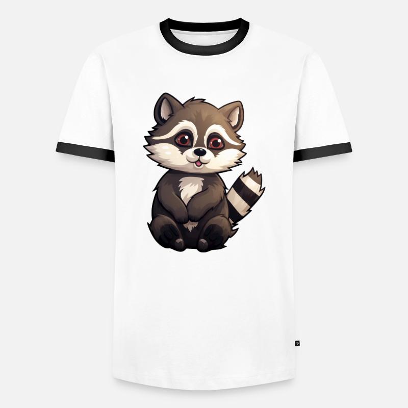 Waschbär - Männer Kontrast-T-Shirt - Weiß/Schwarz