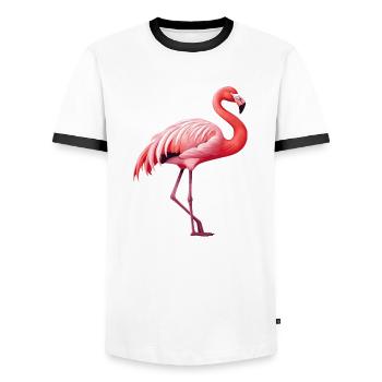 Flamingo - Männer Kontrast-T-Shirt - Weiß/Schwarz - Vorne - AI Model Female 172 light (172cm) & AI Model Male 178 dark (178cm)