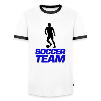 soccer team - Men's Ringer Shirt - white/black - Front - AI Model Female 172 light (172cm) & AI Model Male 178 dark (178cm)