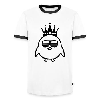 King Chick - Men's Ringer Shirt - white/black - Front - AI Model Female 172 light (172cm) & AI Model Male 178 dark (178cm)