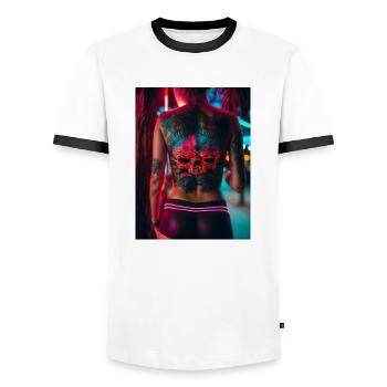 Summer Nights - Männer Kontrast-T-Shirt - Weiß/Schwarz - Vorne - AI Model Female 172 light (172cm) & AI Model Male 178 dark (178cm)
