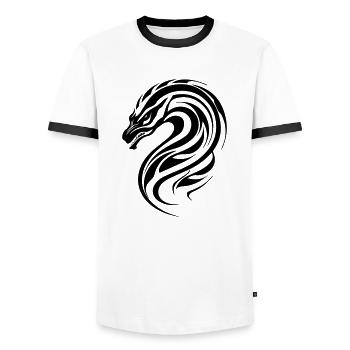 Rascasse Tribal - T-shirt contrasté Homme - blanc/noir - Devant - AI Model Female 172 light (172cm) & AI Model Male 178 dark (178cm)