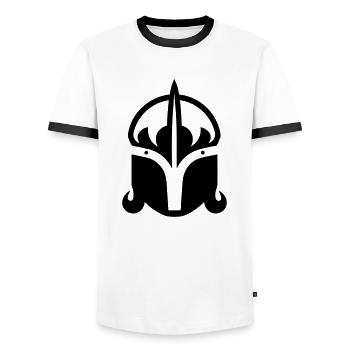 Wikingerhelm Krieger - Männer Kontrast-T-Shirt - Weiß/Schwarz - Vorne - AI Model Female 172 light (172cm) & AI Model Male 178 dark (178cm)