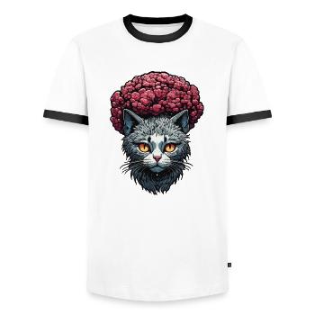Cool Cat / Funny / Animal / Pet / Crazy - Men's Ringer Shirt - white/black - Front - AI Model Female 172 light (172cm) & AI Model Male 178 dark (178cm)