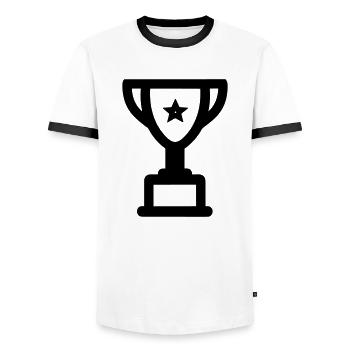 trophy - Men's Ringer Shirt - white/black - Front - AI Model Female 172 light (172cm) & AI Model Male 178 dark (178cm)
