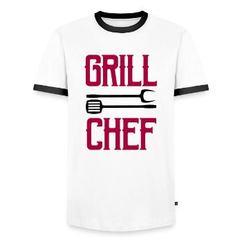 grill chef - Männer Kontrast-T-Shirt - Weiß/Schwarz - Vorne - AI Model Female 172 light (172cm) & AI Model Male 178 dark (178cm)