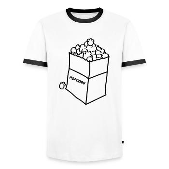 Maïs soufflé 01 - T-shirt contrasté Homme - blanc/noir - Devant - AI Model Female 172 light (172cm) & AI Model Male 178 dark (178cm)