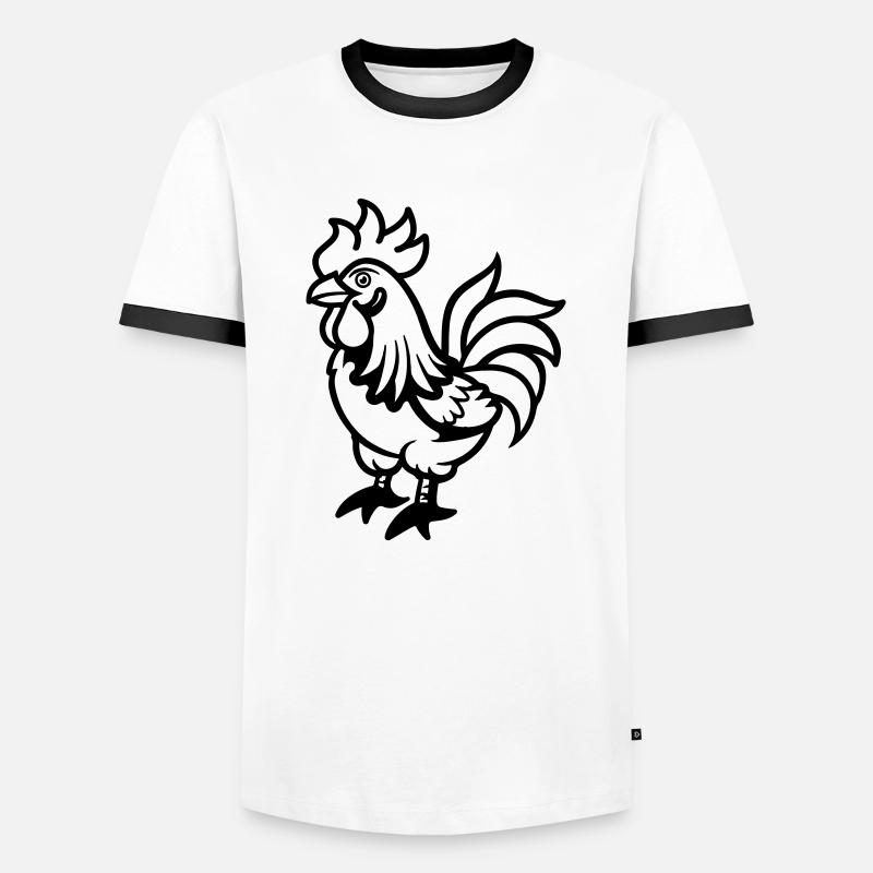 hahn comic - Männer Kontrast-T-Shirt - Weiß/Schwarz