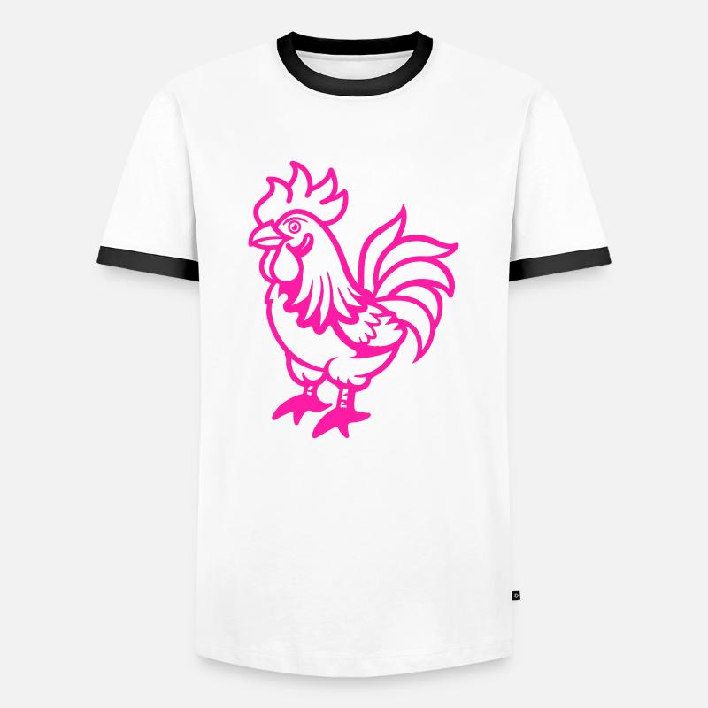 hahn comic - Männer Kontrast-T-Shirt - Weiß/Schwarz