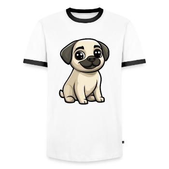 Kangal chien bande dessinée mignon - T-shirt contrasté Homme - blanc/noir - Devant - AI Model Female 172 light (172cm) & AI Model Male 178 dark (178cm)