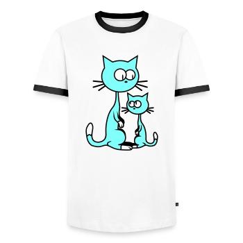 2 Curious Cats Looking Funny Mom Dad Child - Men's Ringer Shirt - white/black - Front - AI Model Female 172 light (172cm) & AI Model Male 178 dark (178cm)