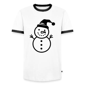 Snowman - Men's Ringer Shirt - white/black - Front - AI Model Female 172 light (172cm) & AI Model Male 178 dark (178cm)