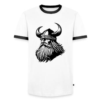 Viking Warrior Odin - Men's Ringer Shirt - white/black - Front - AI Model Female 172 light (172cm) & AI Model Male 178 dark (178cm)