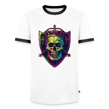 König Skull Krone Wappen - Männer Kontrast-T-Shirt - Weiß/Schwarz - Vorne - AI Model Female 172 light (172cm) & AI Model Male 178 dark (178cm)