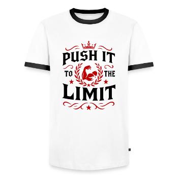 Push it to the limit - Men's Ringer Shirt - white/black - Front - AI Model Female 172 light (172cm) & AI Model Male 178 dark (178cm)