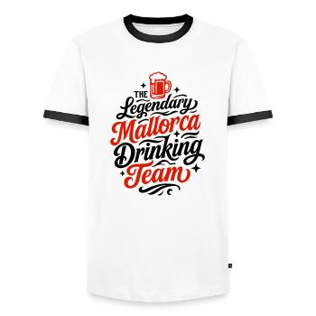 Mallorca Drinking Team - Men's Ringer Shirt - white/black - Front - AI Model Female 172 light (172cm) & AI Model Male 178 dark (178cm)