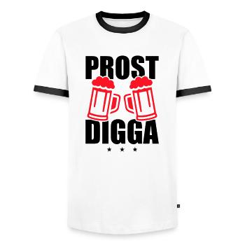 Prost Digga Bier - Männer Kontrast-T-Shirt - Weiß/Schwarz - Vorne - AI Model Female 172 light (172cm) & AI Model Male 178 dark (178cm)