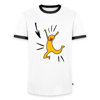 Yellow joy - Männer Kontrast-T-Shirt - Weiß/Schwarz - Vorne - AI Model Female 172 light (172cm) & AI Model Male 178 dark (178cm)