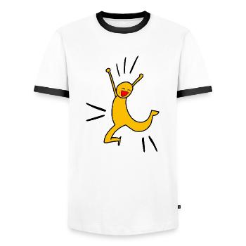 Yellow joy O - Männer Kontrast-T-Shirt - Weiß/Schwarz - Vorne - AI Model Female 172 light (172cm) & AI Model Male 178 dark (178cm)