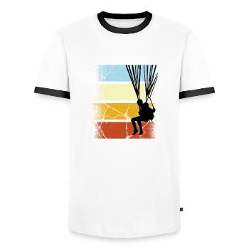 Paragliding Gleitschirmflieger Pilot Vintage Gesch - Männer Kontrast-T-Shirt - Weiß/Schwarz - Vorne - AI Model Female 172 light (172cm) & AI Model Male 178 dark (178cm)