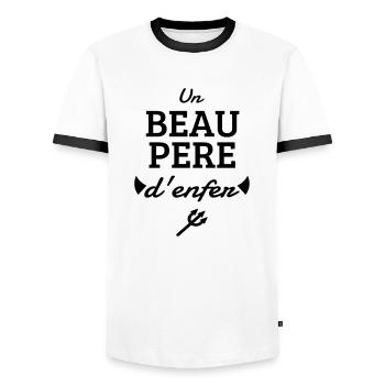 Beau Père - Papa - Fête des Peres - Enfant - Bébé - T-shirt contrasté Homme - blanc/noir - Devant - AI Model Female 172 light (172cm) & AI Model Male 178 dark (178cm)