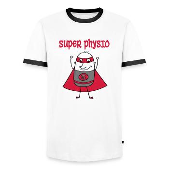 Physio - Männer Kontrast-T-Shirt - Weiß/Schwarz - Vorne - AI Model Female 172 light (172cm) & AI Model Male 178 dark (178cm)