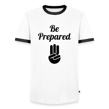 scout / scouting / scoutisme / guide - T-shirt contrasté Homme - blanc/noir - Devant - AI Model Female 172 light (172cm) & AI Model Male 178 dark (178cm)